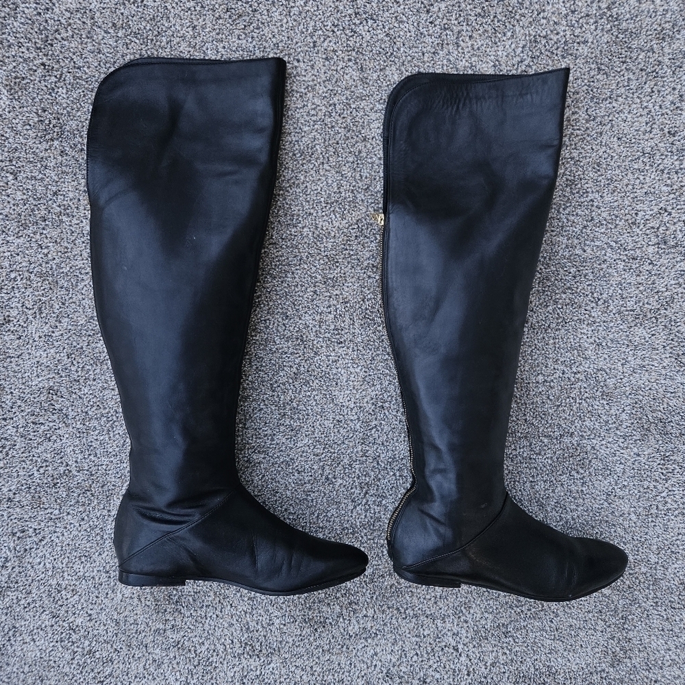 Ted Baker Francki Black Over the Knee Boots Tall Black Leather Womens Size 10